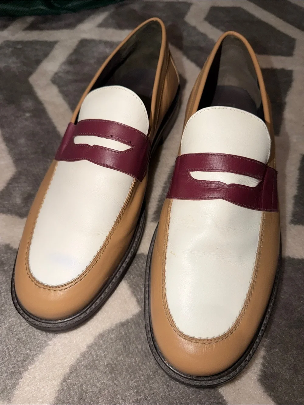 Men’s sz 12 tri color leather loafers / NWOB
